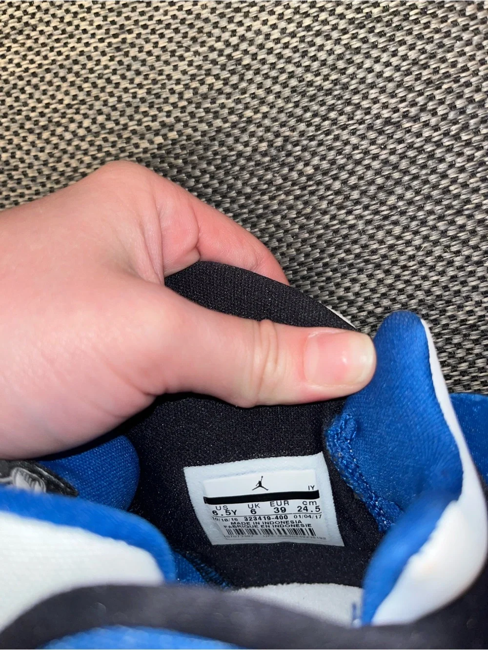 Jordan Kids Blue White and Black High-Top Sneakers